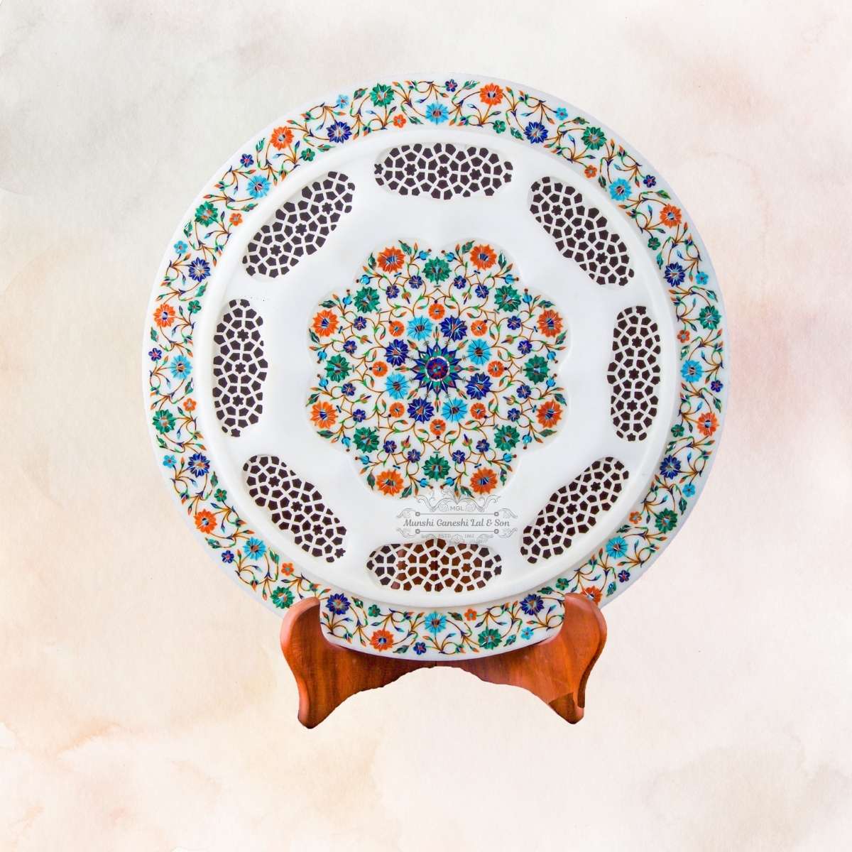 R-G-B & Sky Blue Colour Designed with spaces b/w Marble Fruit Bowl